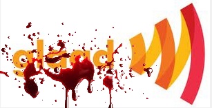 GLAAD logo with blood splatter