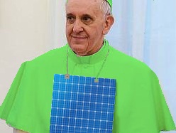 Pope Francis wearing the Holy Solar Panel