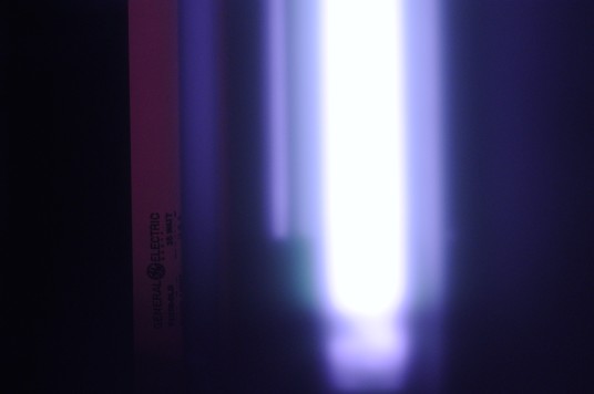 Shortwave UV photo of mercury vapor lamp