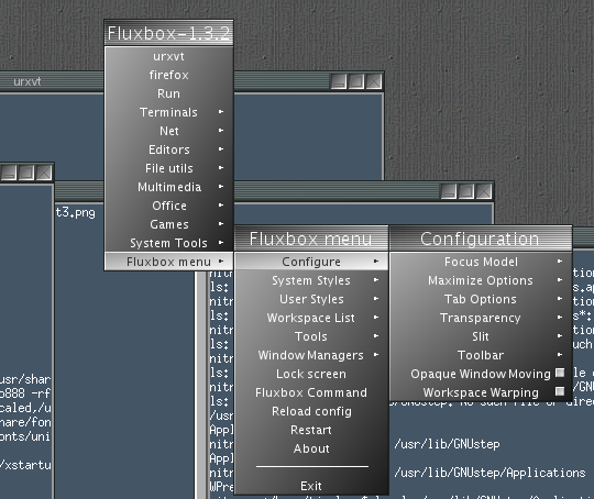 Screenshot of fluxbox