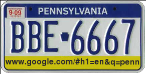 Pennsylvania License Plate