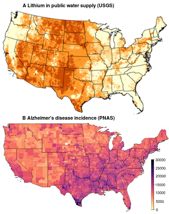 Map of lithium and Alzheimer's disease