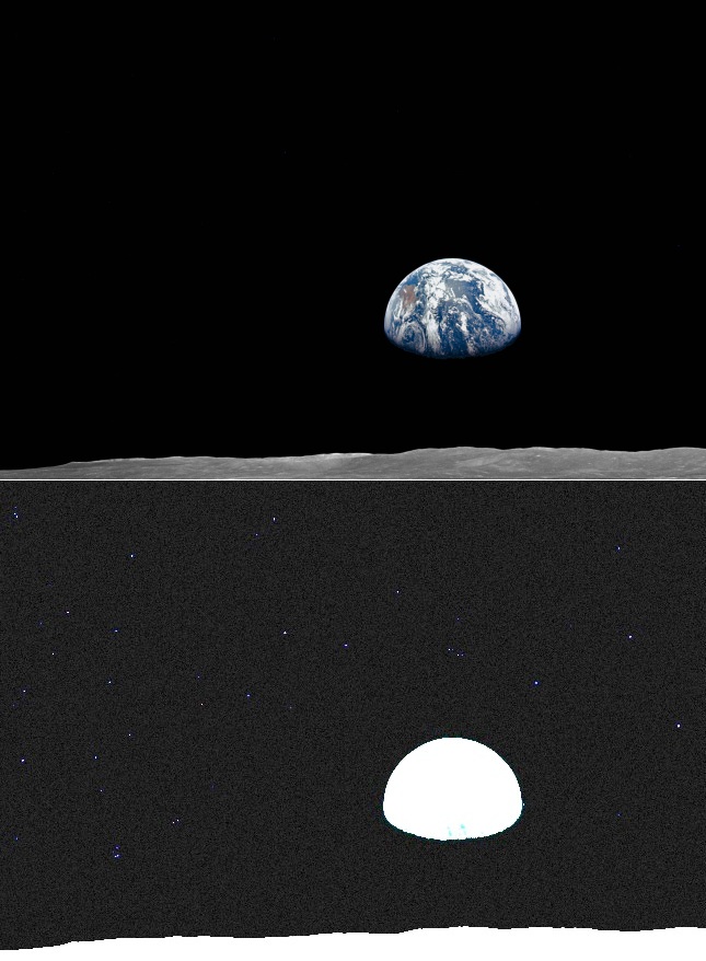 Enhanced image of NASA's earthrise image showing stars