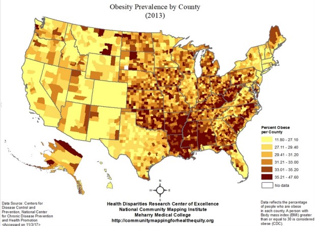 Obesity prevalence map